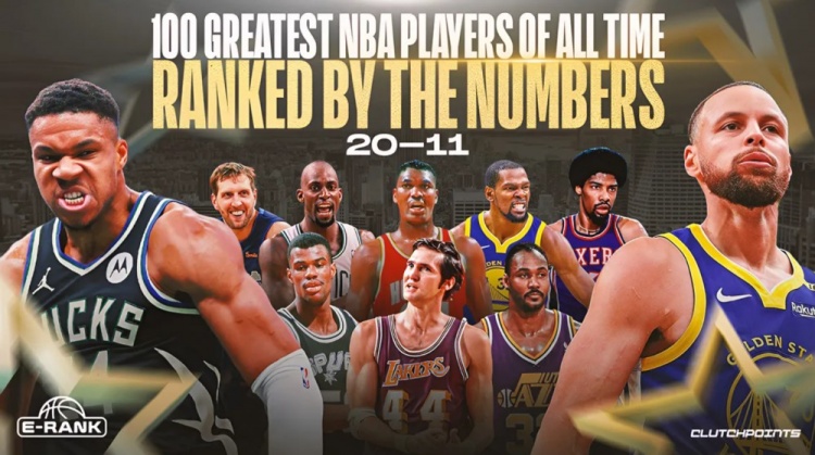 开云官网-美媒历史球星20-11：logo男20 字母哥18 KG16  库里13 杜兰特12